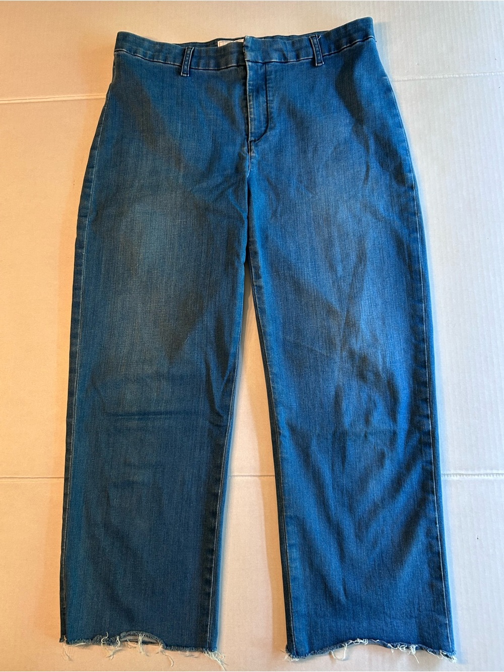 Frank Eileen Kinsale High Rise Pant Denim Raw Hem Womens Size 12 Medium Wash